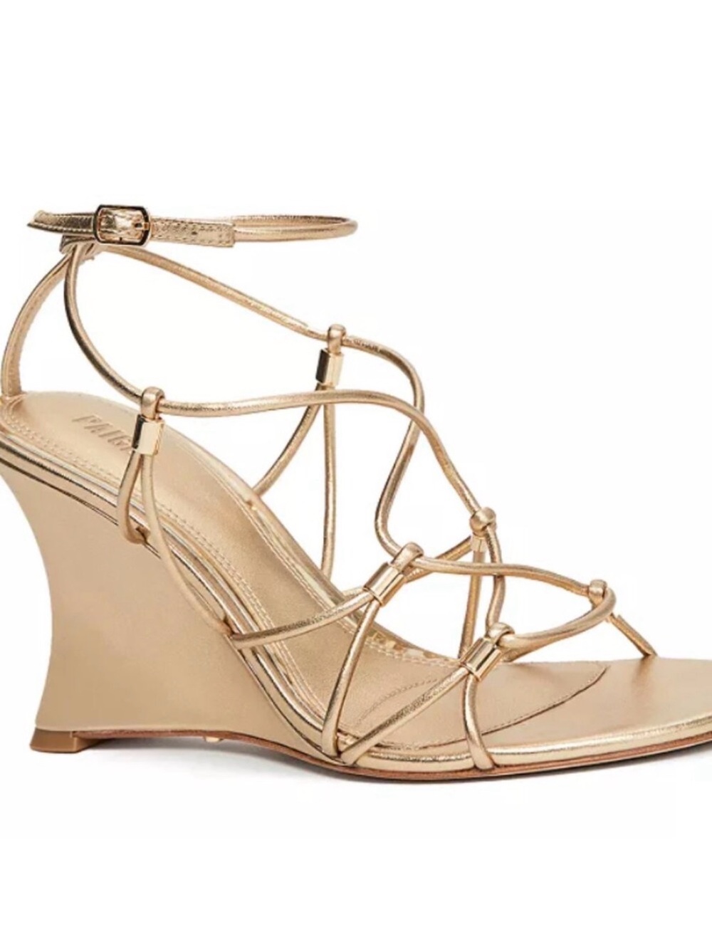 PAIGE Metallic Gold Strappy Wedge Sandals